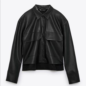 ZARA Cropped Vegan Leather Overshirt